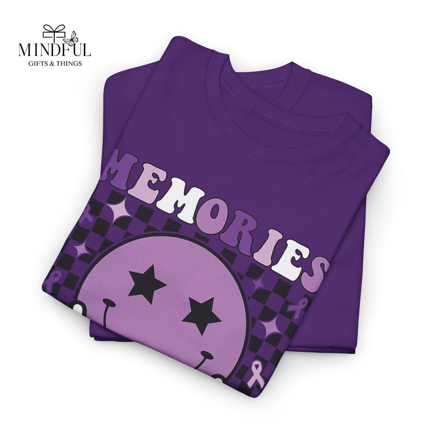 Smiley Memories Matter Tee — Purple Alzheimer’s Awareness Shirt