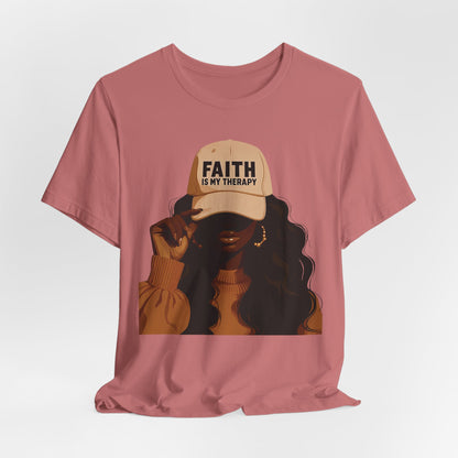 Faith Is My Therapy Graphic Tee — Black Woman Illustration