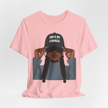 God Is My Strength Tee — Faith-Based Graphic T-Shirt with 'God Is My Strength' Cap