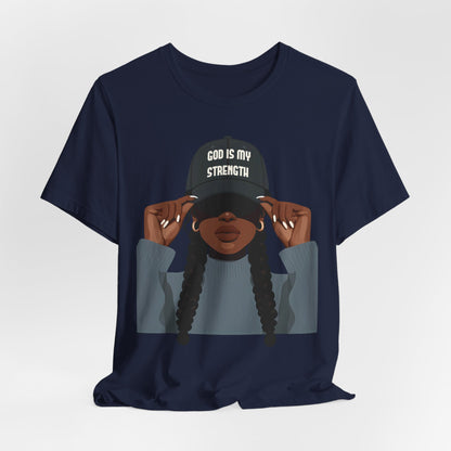 God Is My Strength Tee — Faith-Based Graphic T-Shirt with 'God Is My Strength' Cap
