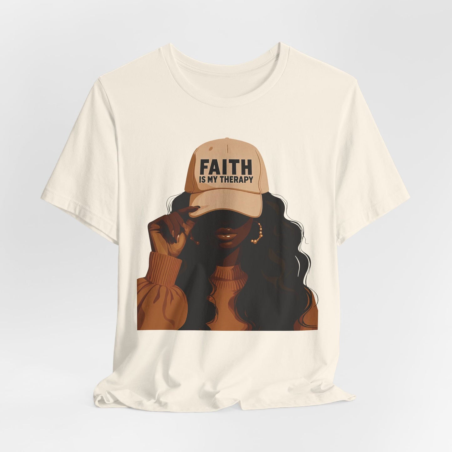 Faith Is My Therapy Graphic Tee — Black Woman Illustration
