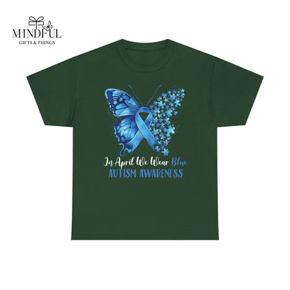 Autism Awareness Butterfly T‑Shirt — Blue Ribbon ‘Autism Awareness’ Tee