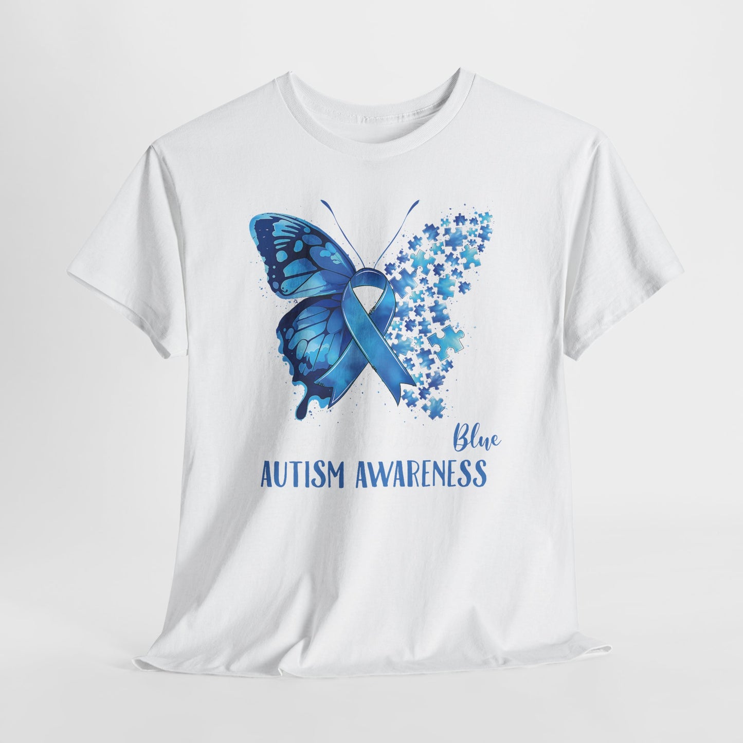 Autism Awareness Butterfly T‑Shirt — Blue Ribbon ‘Autism Awareness’ Tee