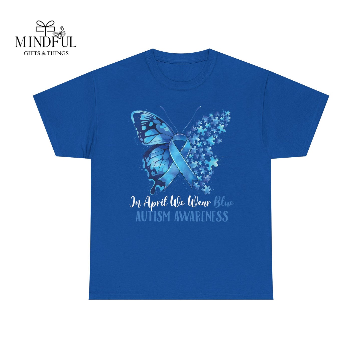 Autism Awareness Butterfly T‑Shirt — Blue Ribbon ‘Autism Awareness’ Tee