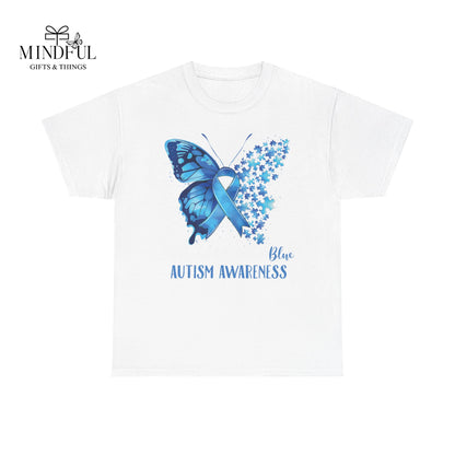 Autism Awareness Butterfly T‑Shirt — Blue Ribbon ‘Autism Awareness’ Tee