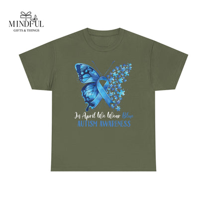 Autism Awareness Butterfly T‑Shirt — Blue Ribbon ‘Autism Awareness’ Tee