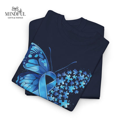 Autism Awareness Butterfly T‑Shirt — Blue Ribbon ‘Autism Awareness’ Tee