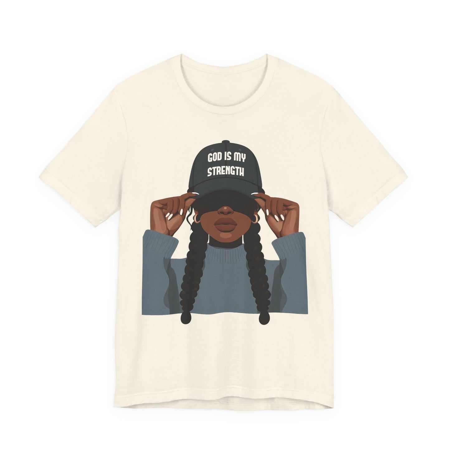 God Is My Strength Tee — Faith-Based Graphic T-Shirt with 'God Is My Strength' Cap