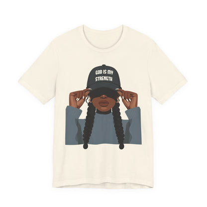 God Is My Strength Tee — Faith-Based Graphic T-Shirt with 'God Is My Strength' Cap