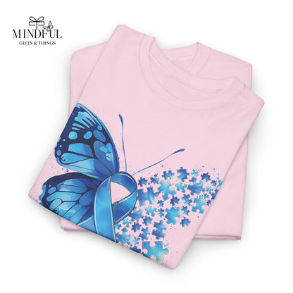 Autism Awareness Butterfly T‑Shirt — Blue Ribbon ‘Autism Awareness’ Tee