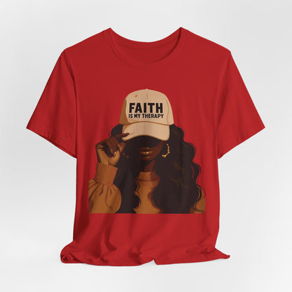 Faith Is My Therapy Graphic Tee — Black Woman Illustration