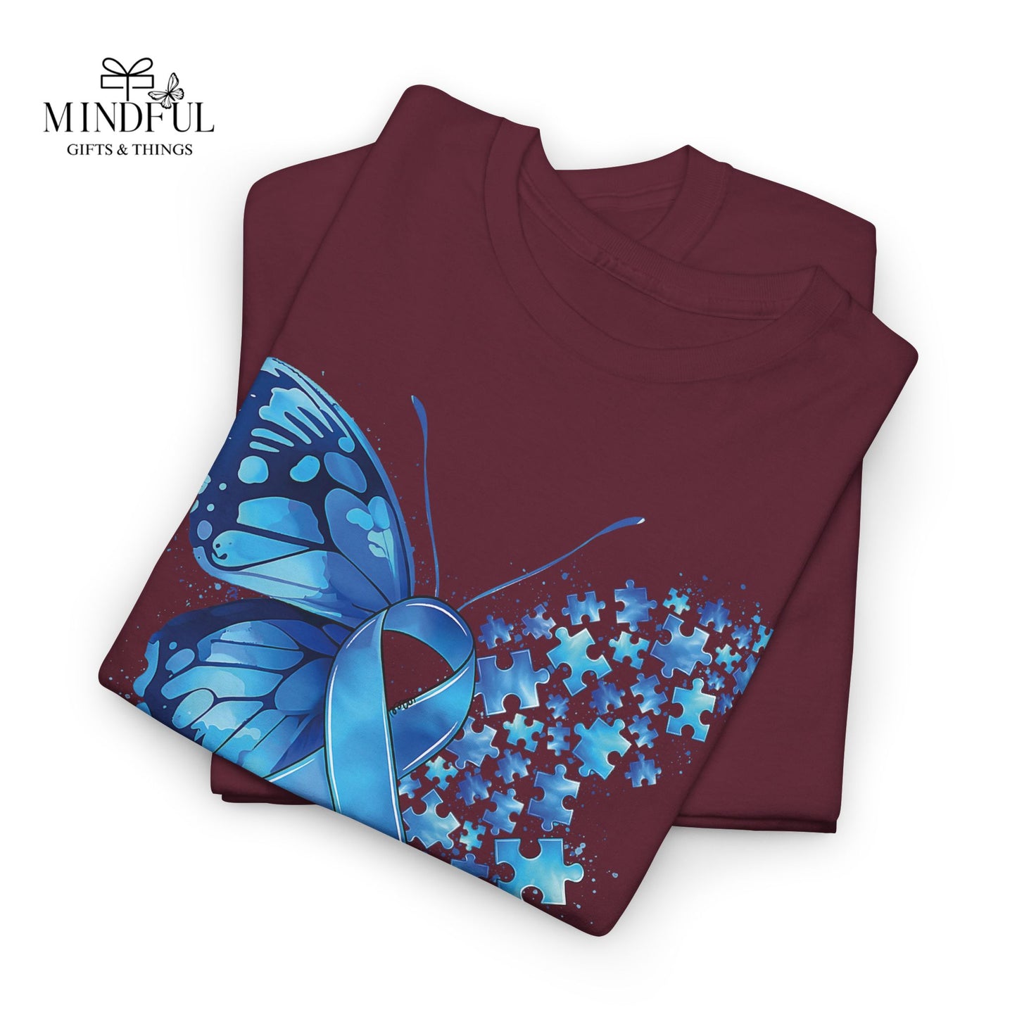 Autism Awareness Butterfly T‑Shirt — Blue Ribbon ‘Autism Awareness’ Tee