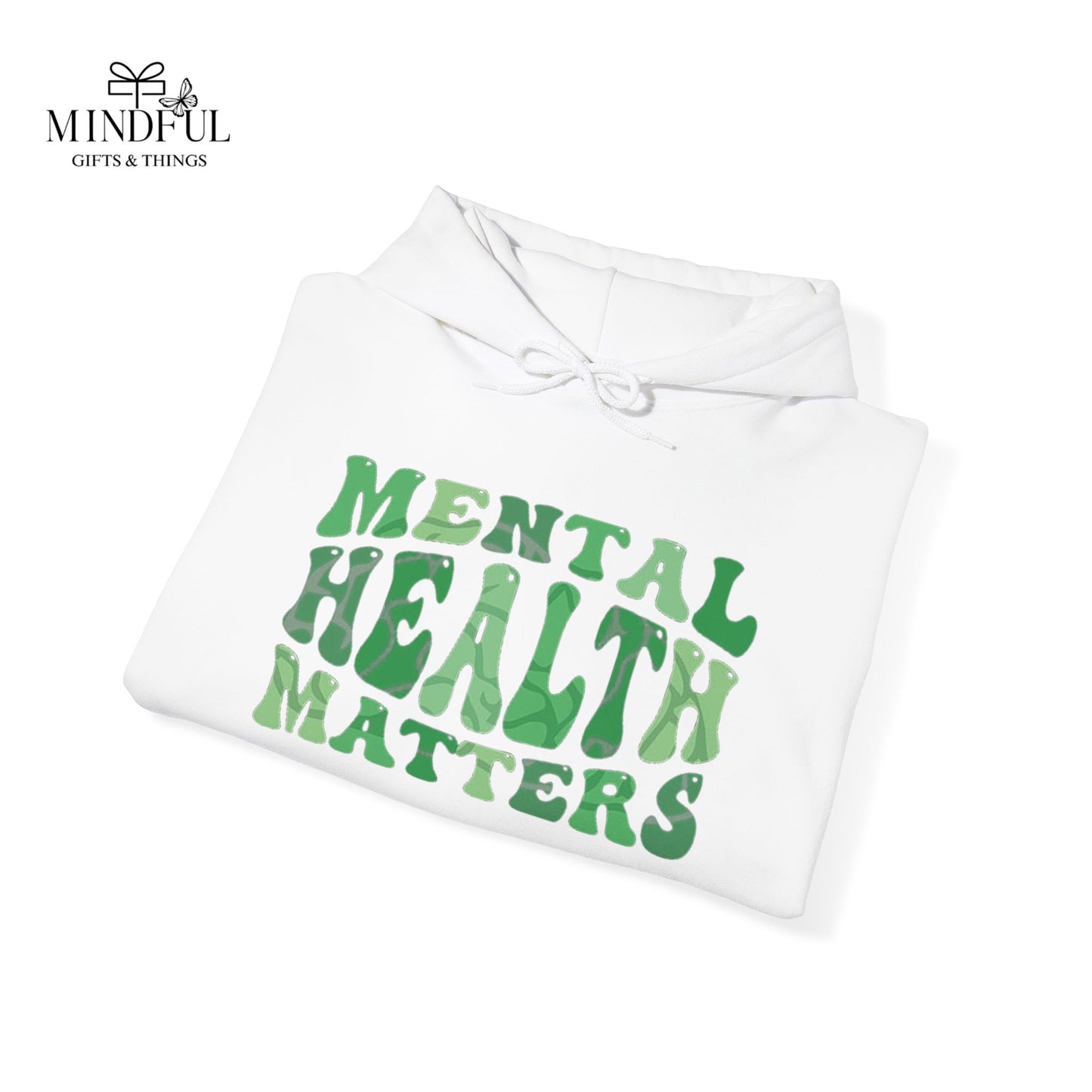 Mental Health Matters Hoodie — Green Retro Awareness Pullover