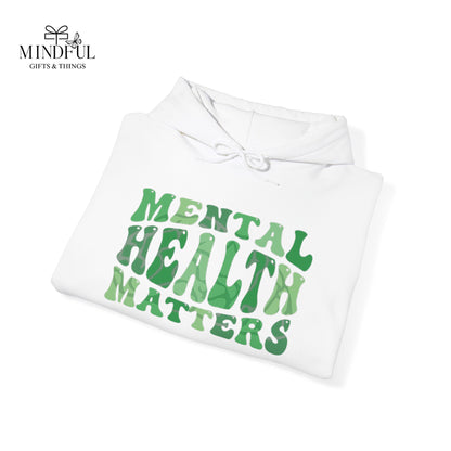Mental Health Matters Hoodie — Green Retro Awareness Pullover