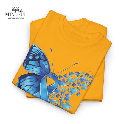 Autism Awareness Butterfly T‑Shirt — Blue Ribbon ‘Autism Awareness’ Tee