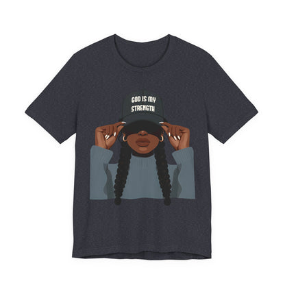 God Is My Strength Tee — Faith-Based Graphic T-Shirt with 'God Is My Strength' Cap