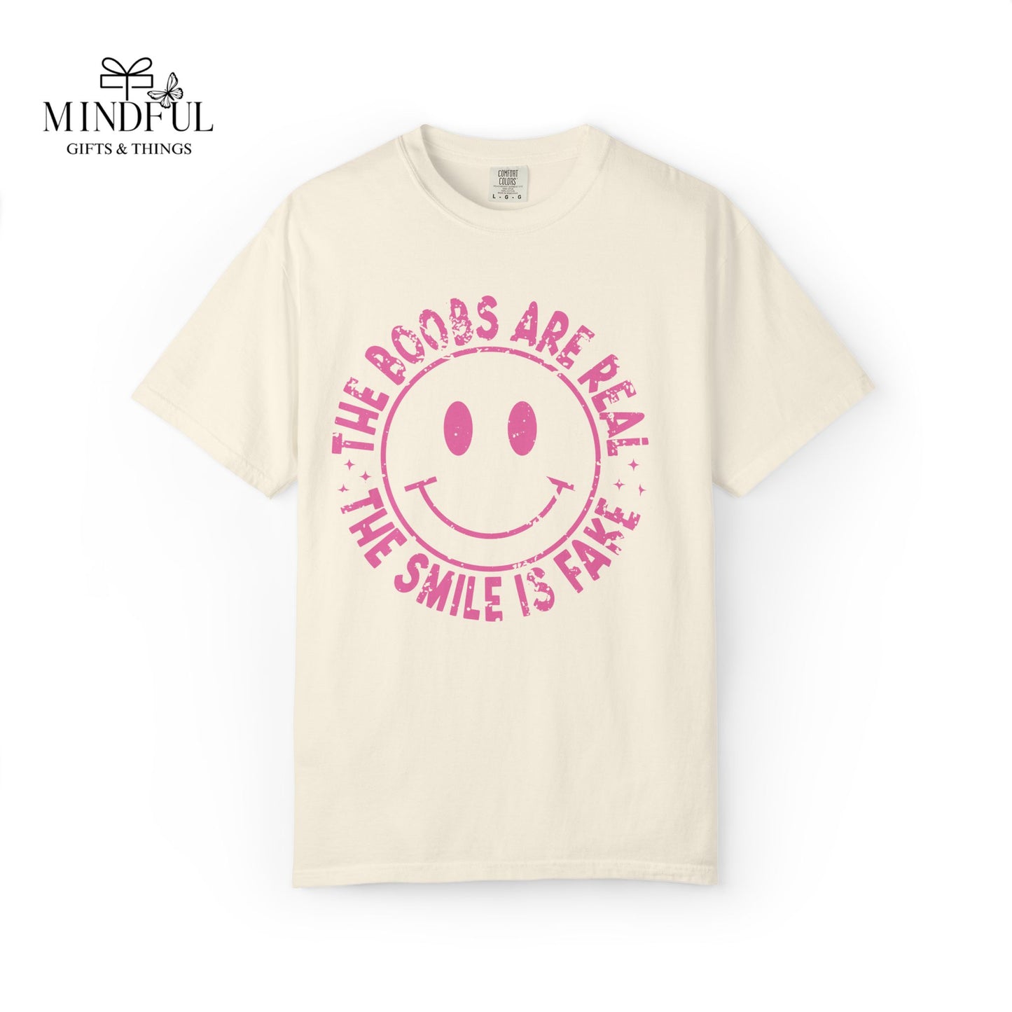 Sad Smiley Tee — “The Boobs Are Real, The Smile Is Fake” Graphic T-Shirt