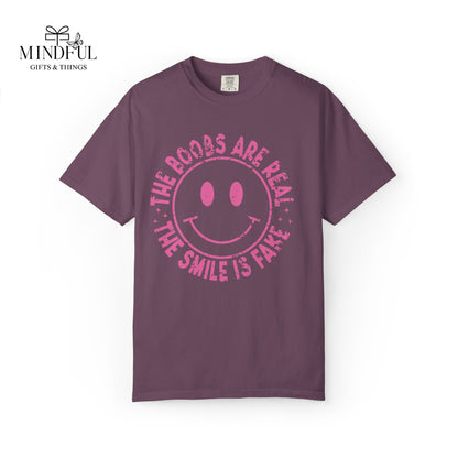 Sad Smiley Tee — “The Boobs Are Real, The Smile Is Fake” Graphic T-Shirt