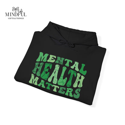 Mental Health Matters Hoodie — Green Retro Awareness Pullover