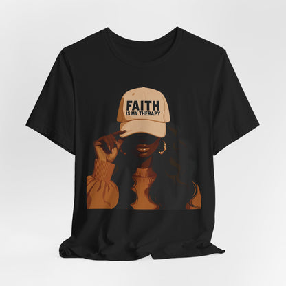 Faith Is My Therapy Graphic Tee — Black Woman Illustration