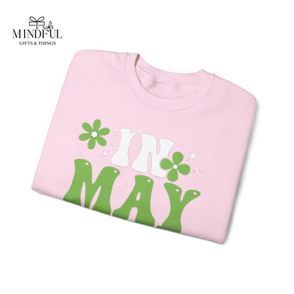 May the Green Crewneck Sweatshirt — St. Patrick’s Day Retro Floral Tee
