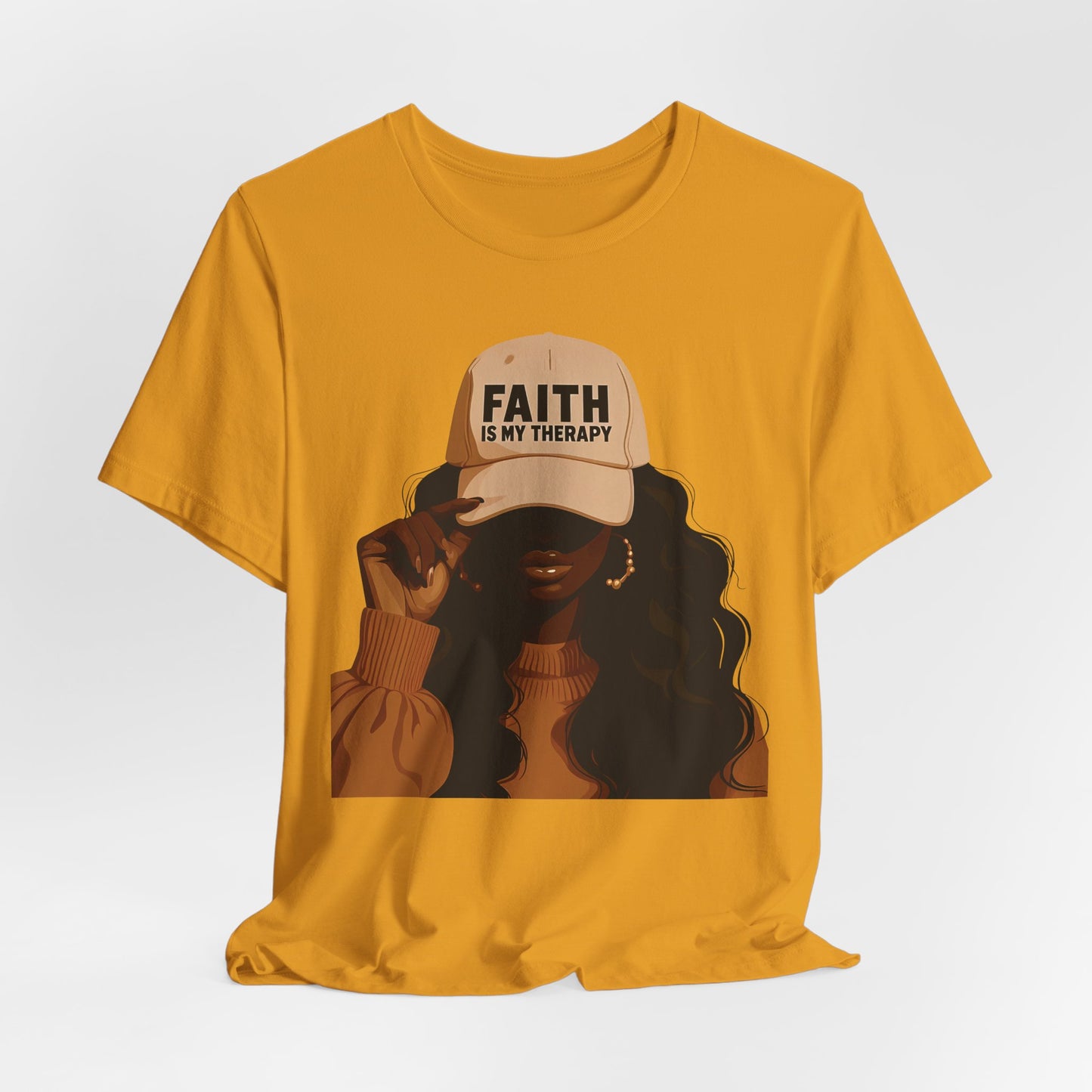 Faith Is My Therapy Graphic Tee — Black Woman Illustration