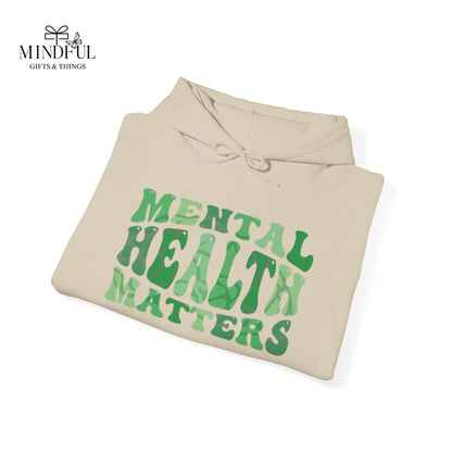 Mental Health Matters Hoodie — Green Retro Awareness Pullover
