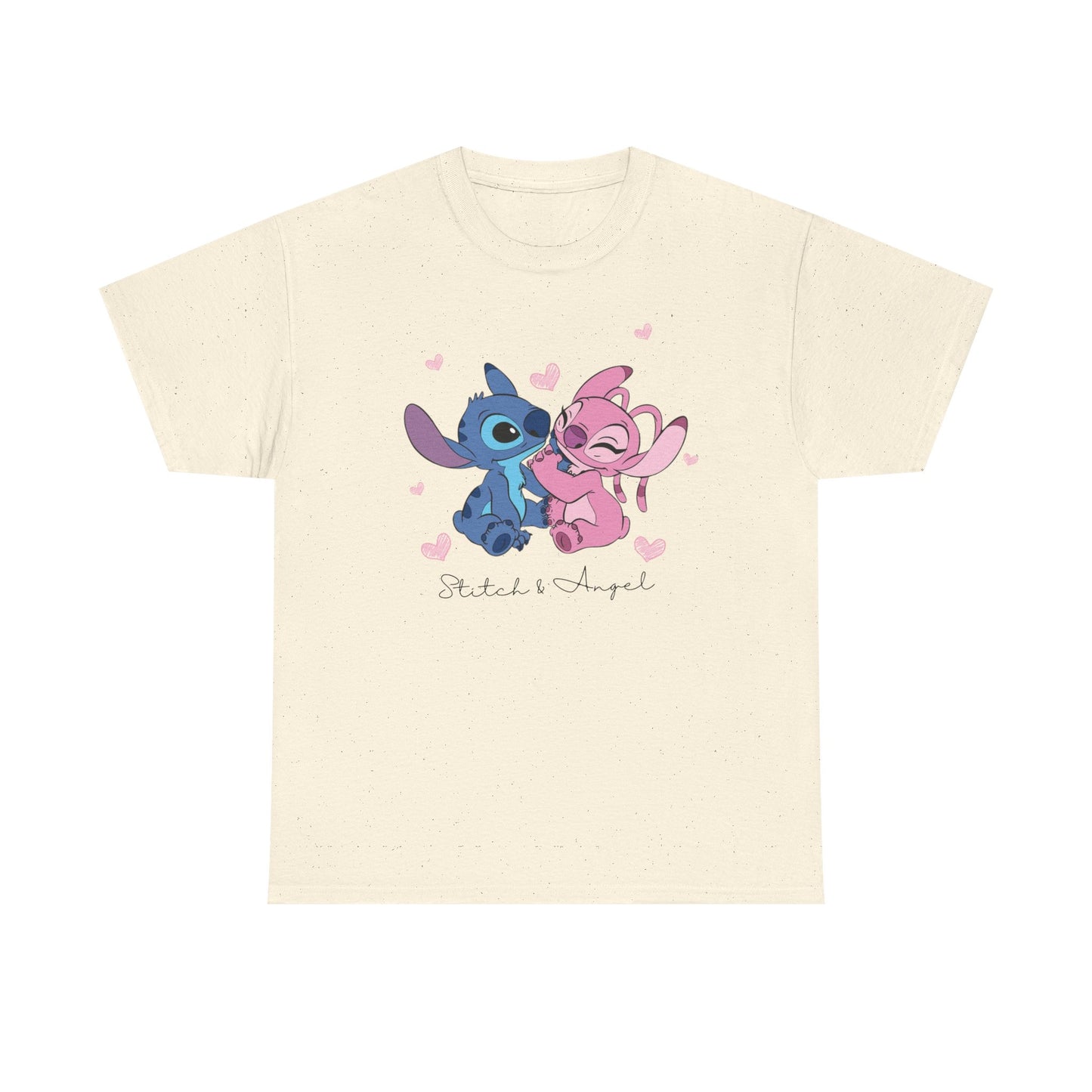 T-Shirt — Cute Stitch & Angel Couples Graphic Tee (Romantic Disney-Inspired Heart Design)