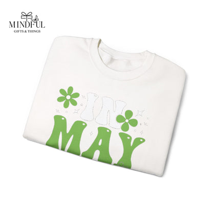 May the Green Crewneck Sweatshirt — St. Patrick’s Day Retro Floral Tee
