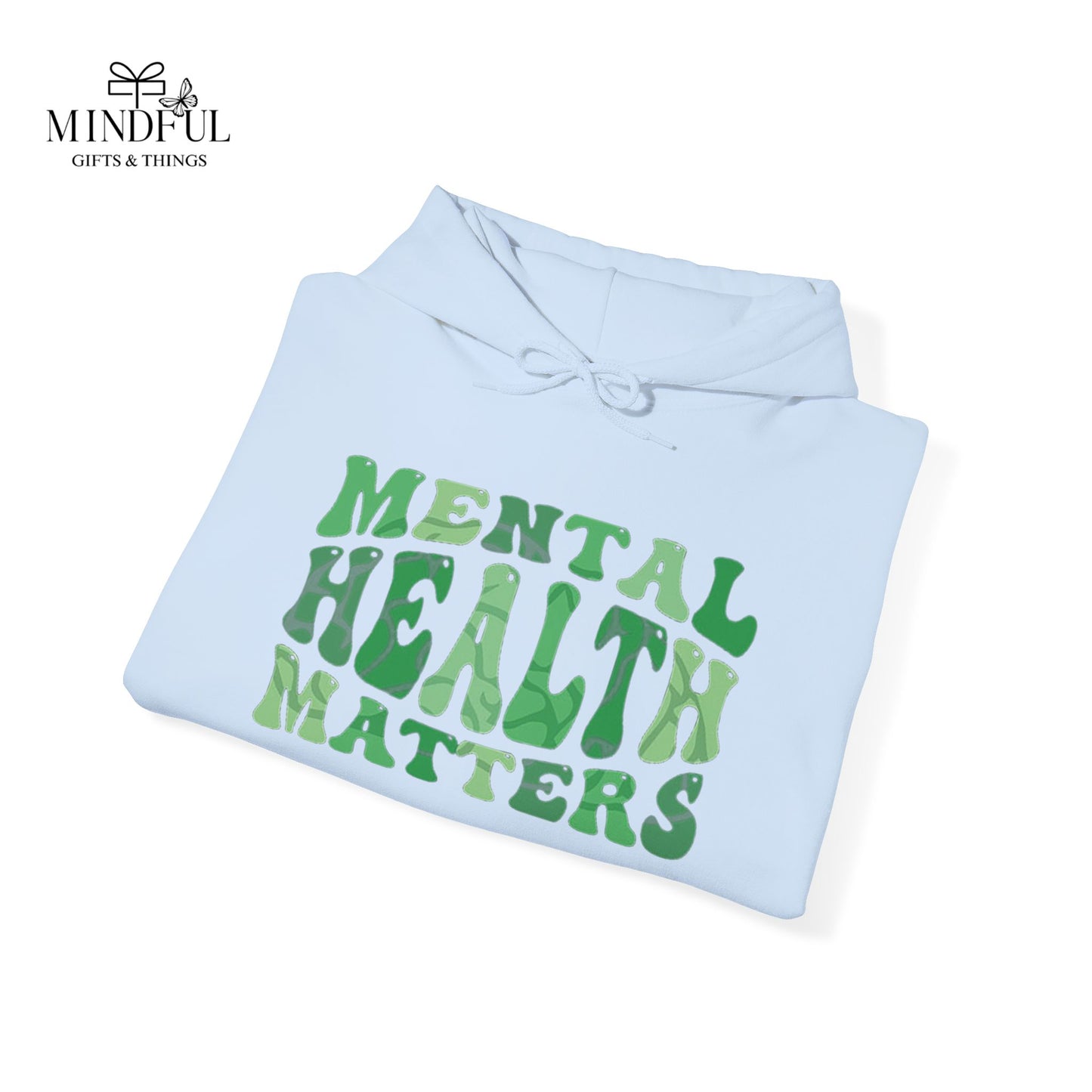 Mental Health Matters Hoodie — Green Retro Awareness Pullover