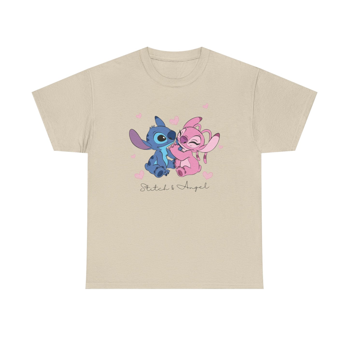 T-Shirt — Cute Stitch & Angel Couples Graphic Tee (Romantic Disney-Inspired Heart Design)