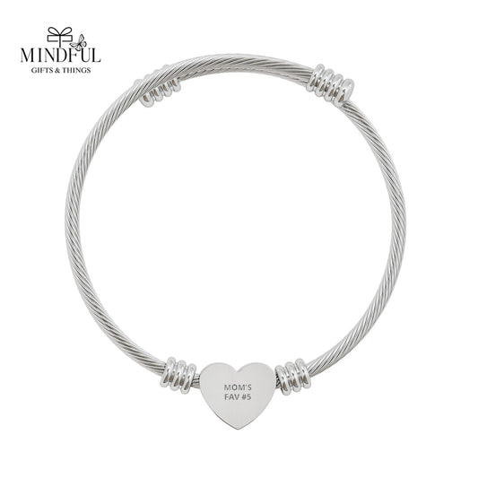 Engravable Heart Cuff Bracelet — Personalized Wire Bangle