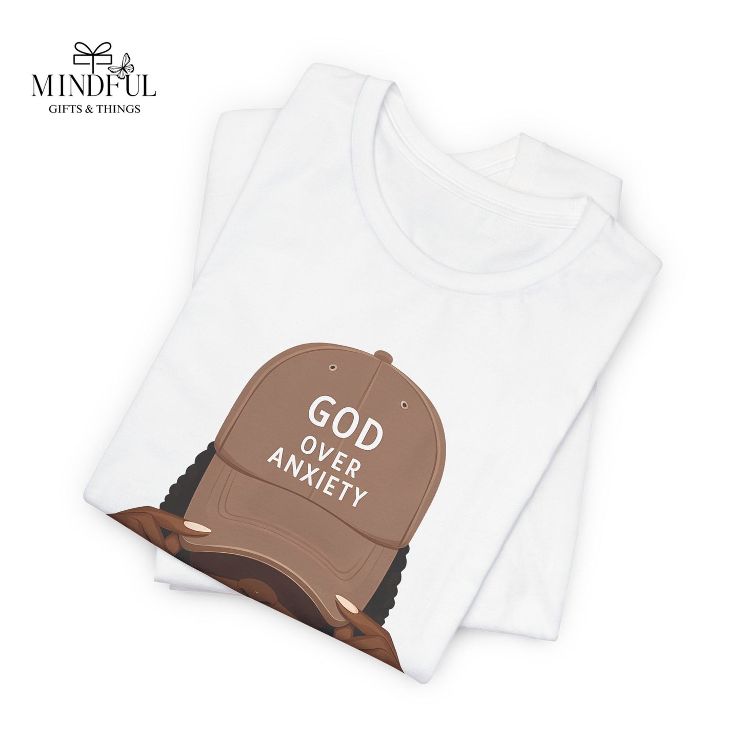 God Over Anxiety Graphic Tee — Black Woman Illustration