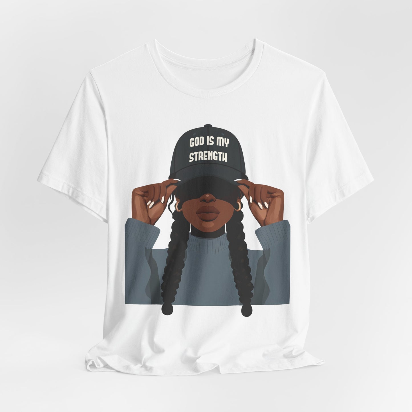 God Is My Strength Tee — Faith-Based Graphic T-Shirt with 'God Is My Strength' Cap