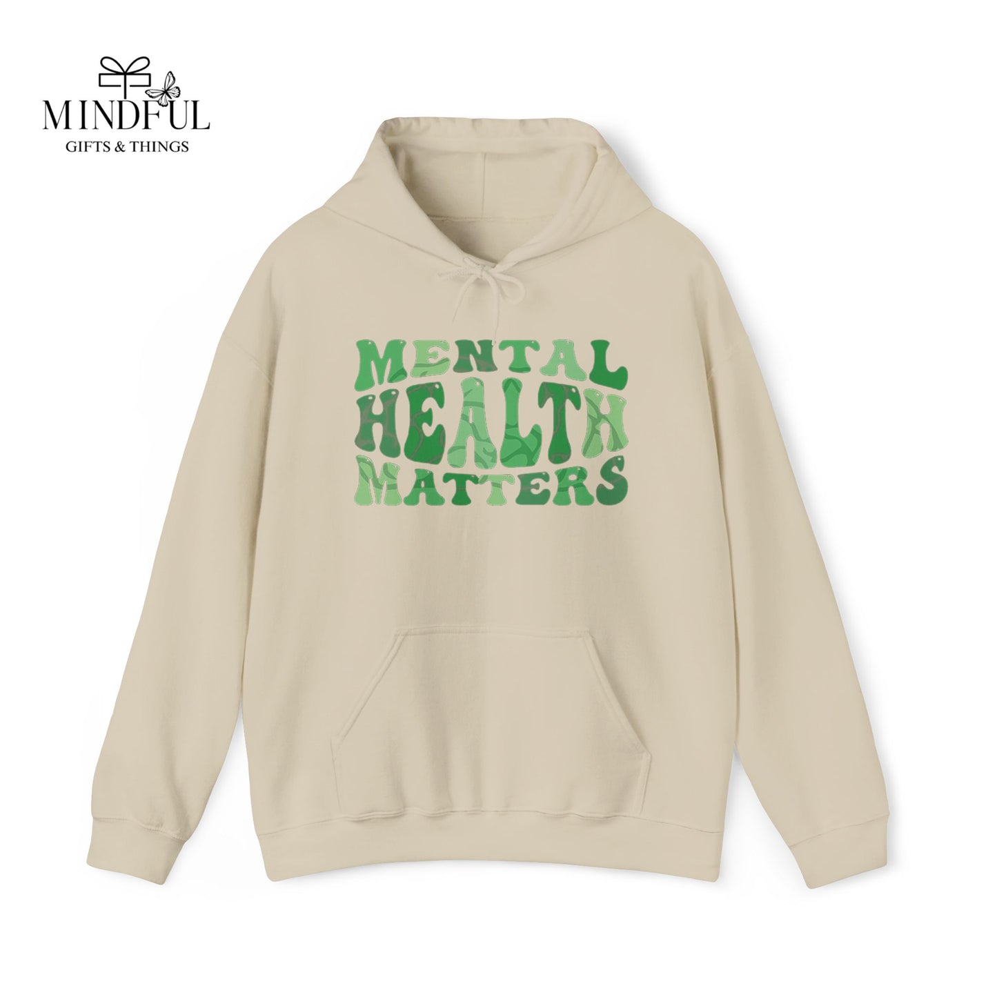 Mental Health Matters Hoodie — Green Retro Awareness Pullover