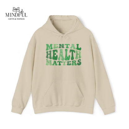 Mental Health Matters Hoodie — Green Retro Awareness Pullover