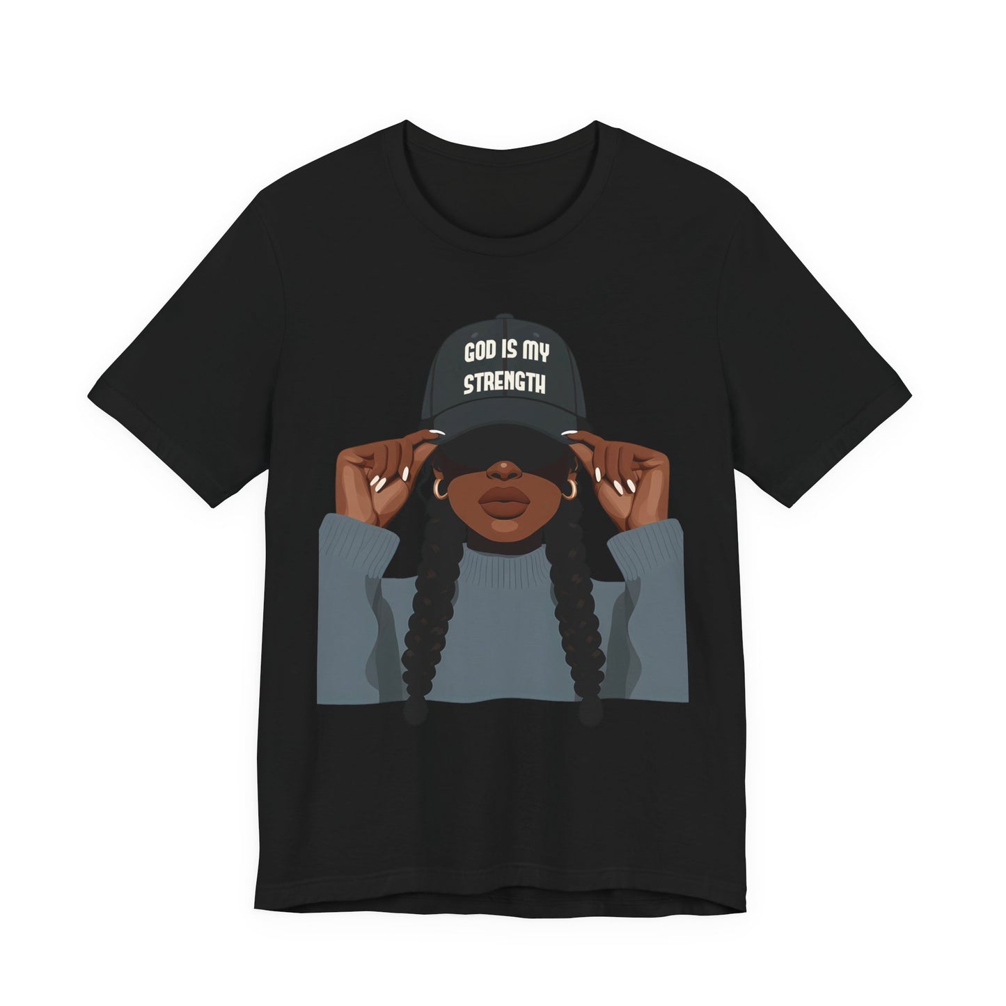 God Is My Strength Tee — Faith-Based Graphic T-Shirt with 'God Is My Strength' Cap