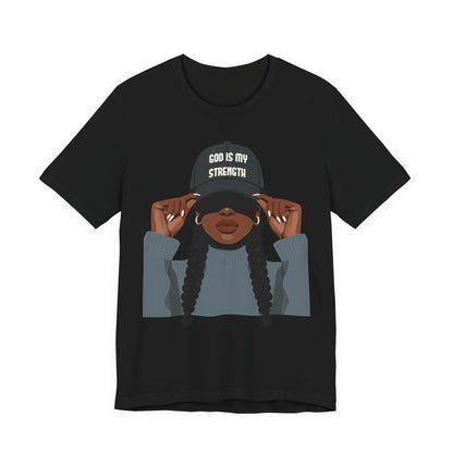 God Is My Strength Tee — Faith-Based Graphic T-Shirt with 'God Is My Strength' Cap