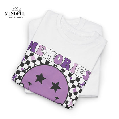 Smiley Memories Matter Tee — Purple Alzheimer’s Awareness Shirt