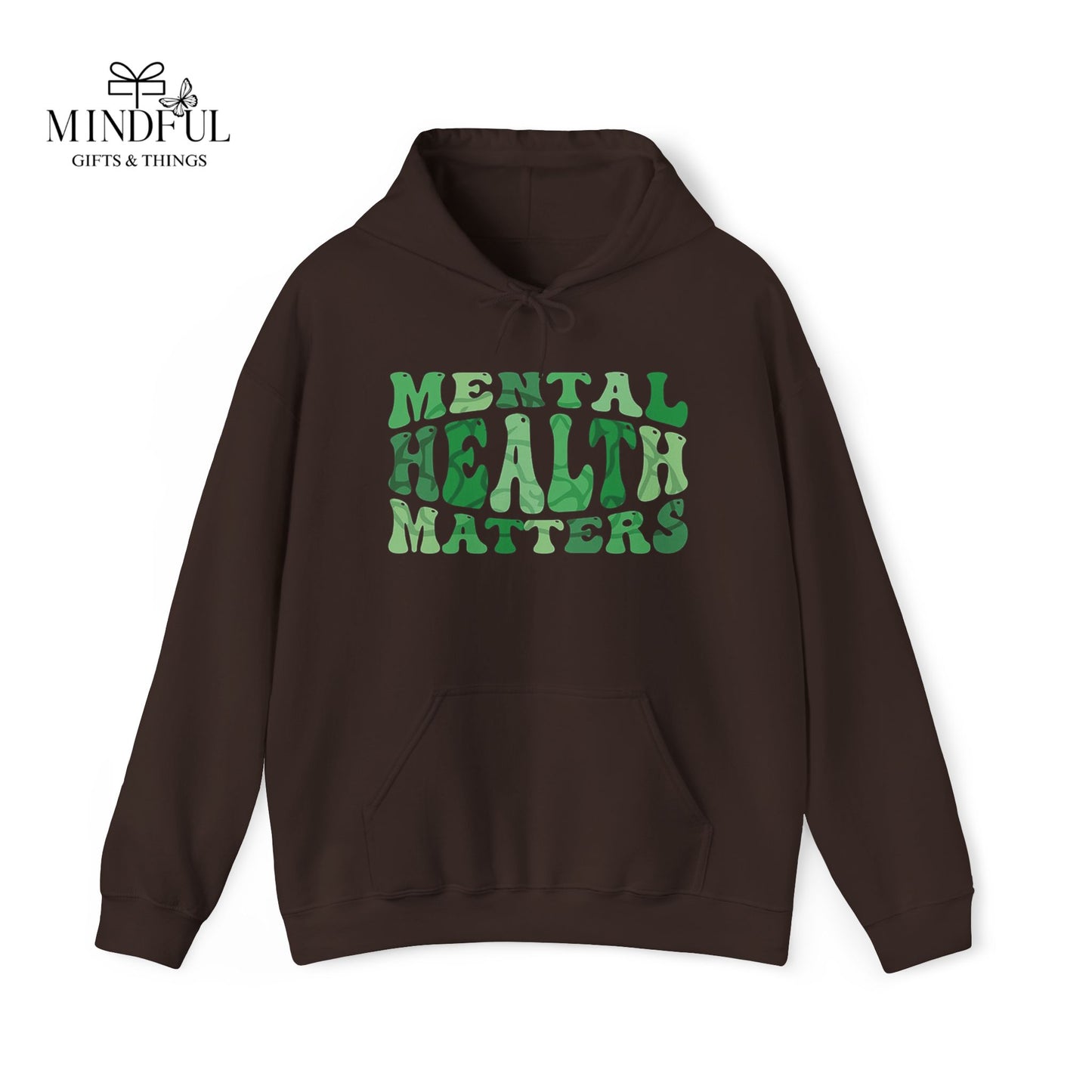 Mental Health Matters Hoodie — Green Retro Awareness Pullover