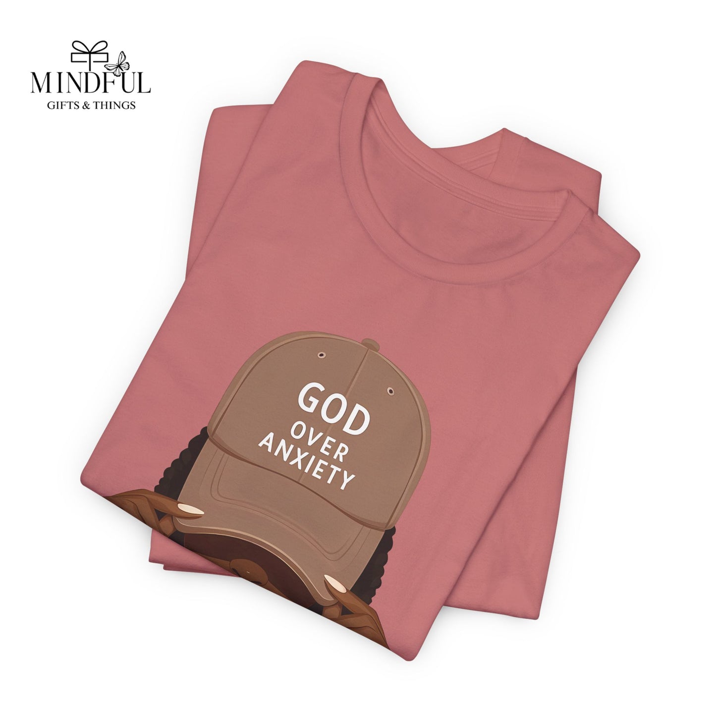 God Over Anxiety Graphic Tee — Black Woman Illustration