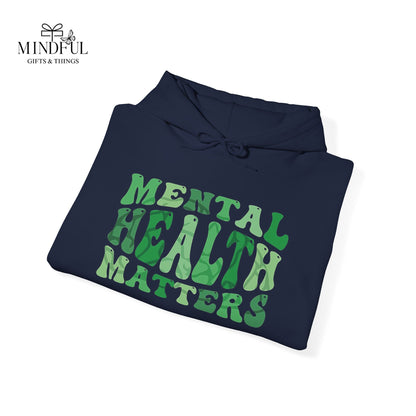 Mental Health Matters Hoodie — Green Retro Awareness Pullover