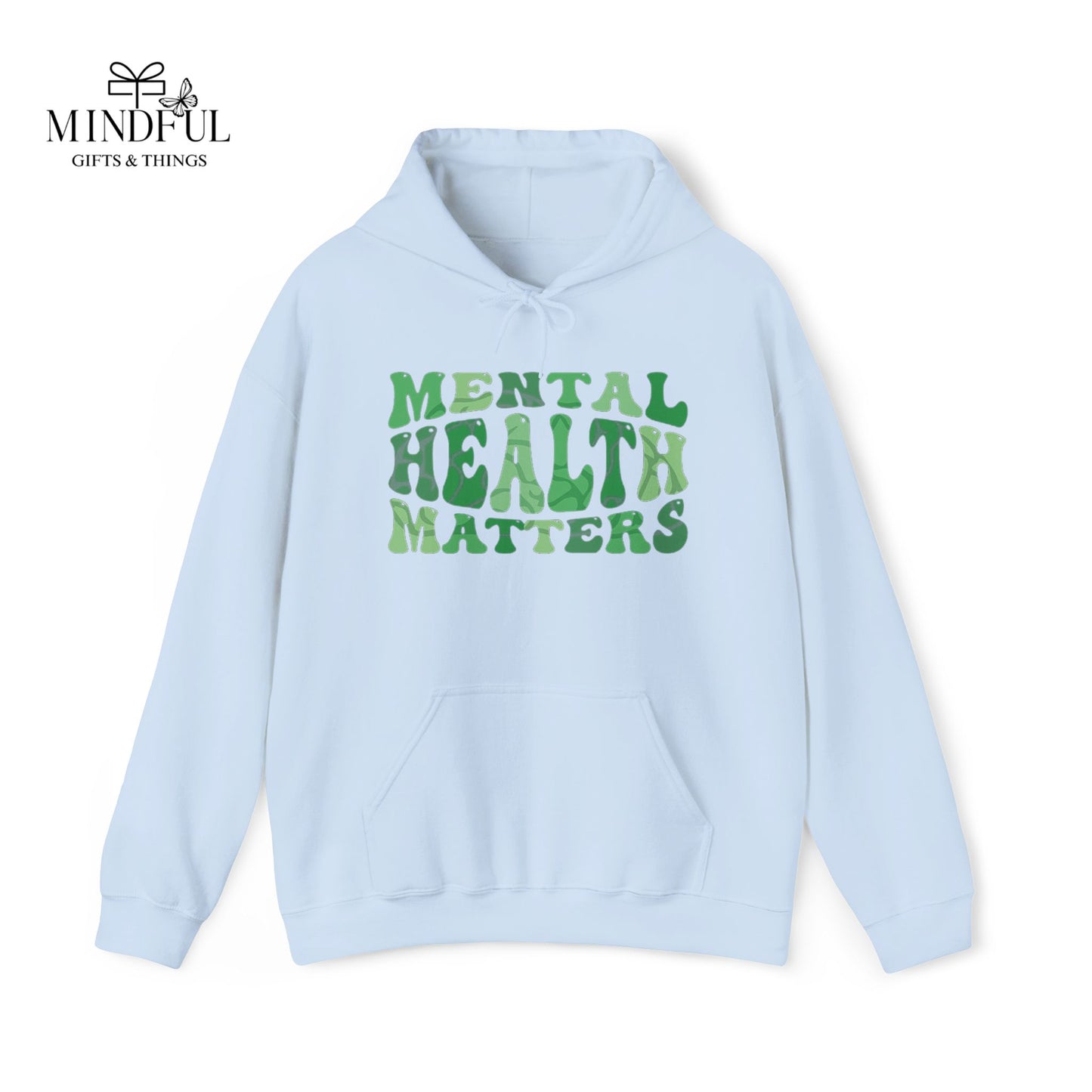 Mental Health Matters Hoodie — Green Retro Awareness Pullover