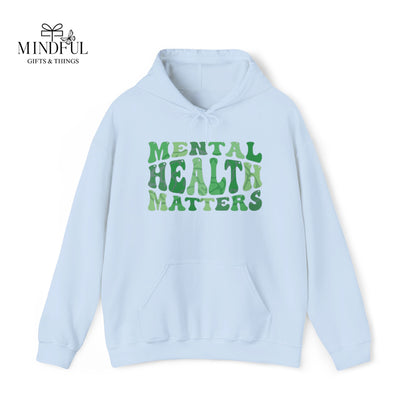 Mental Health Matters Hoodie — Green Retro Awareness Pullover