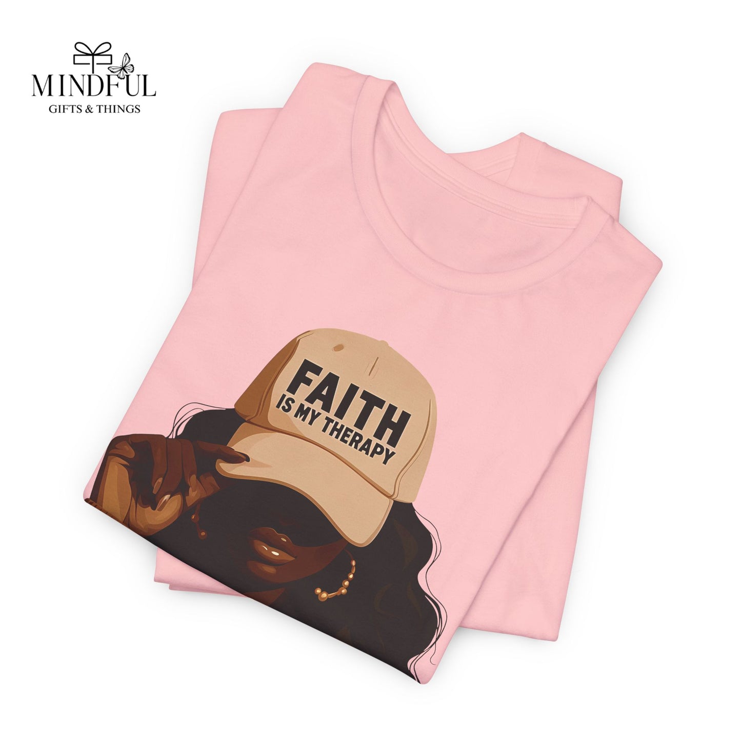 Faith Is My Therapy Graphic Tee — Black Woman Illustration