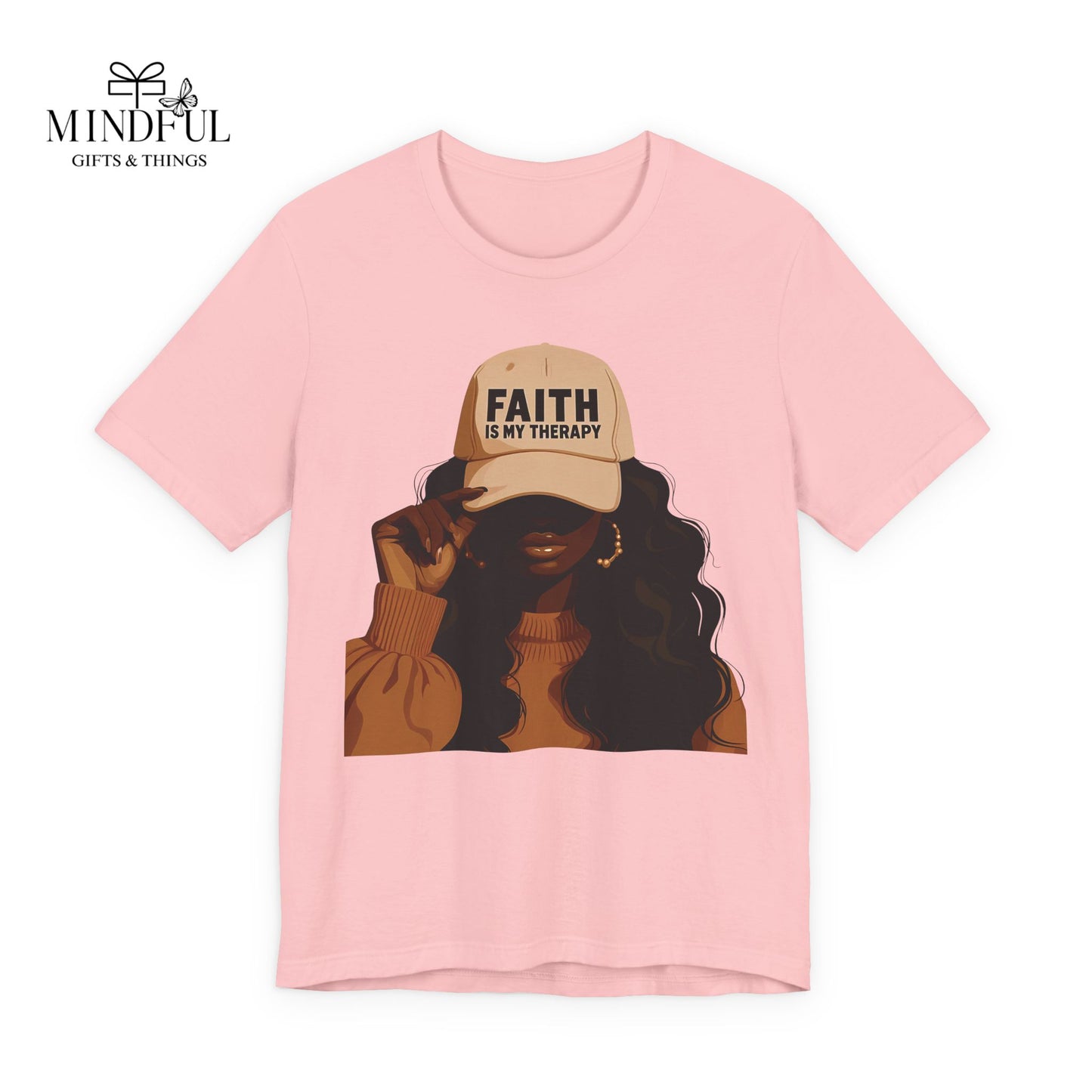 Faith Is My Therapy Graphic Tee — Black Woman Illustration
