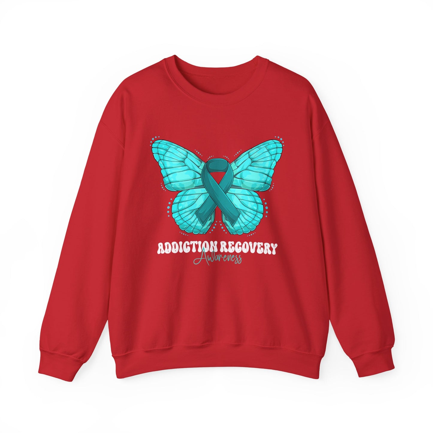 Teal Ribbon Butterfly Crewneck Sweatshirt – Awareness Support Pullover