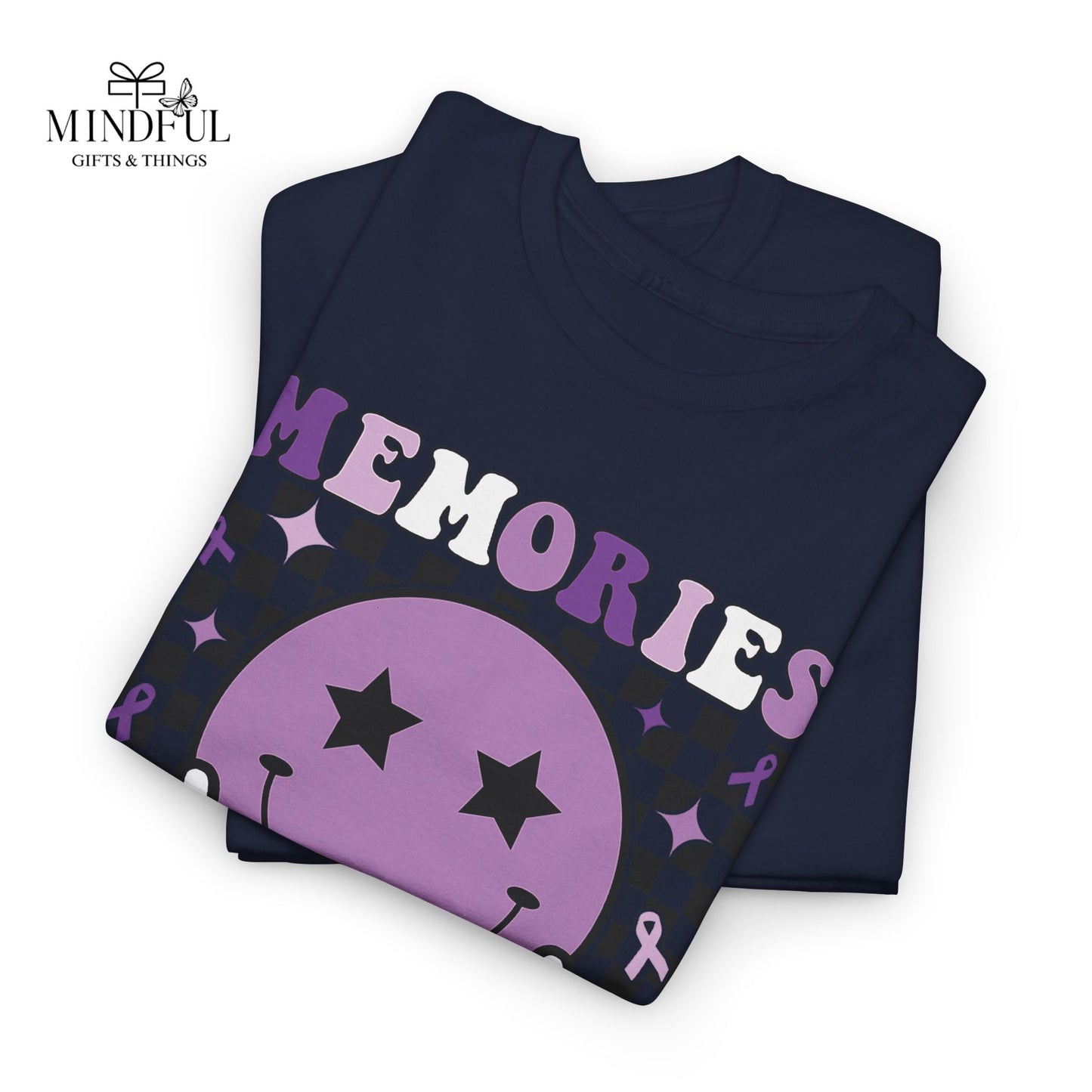 Smiley Memories Matter Tee — Purple Alzheimer’s Awareness Shirt