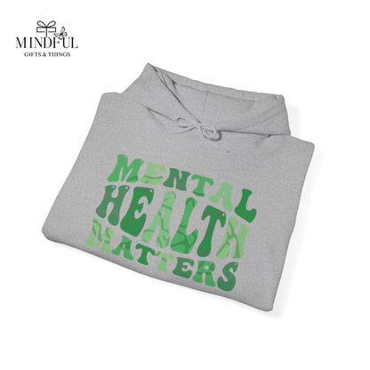 Mental Health Matters Hoodie — Green Retro Awareness Pullover
