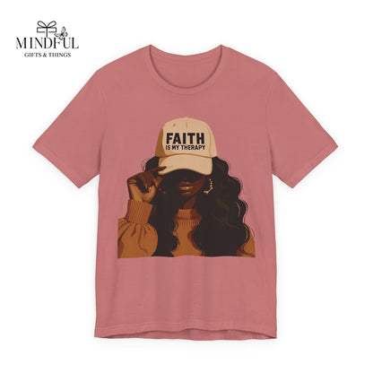 Faith Is My Therapy Graphic Tee — Black Woman Illustration